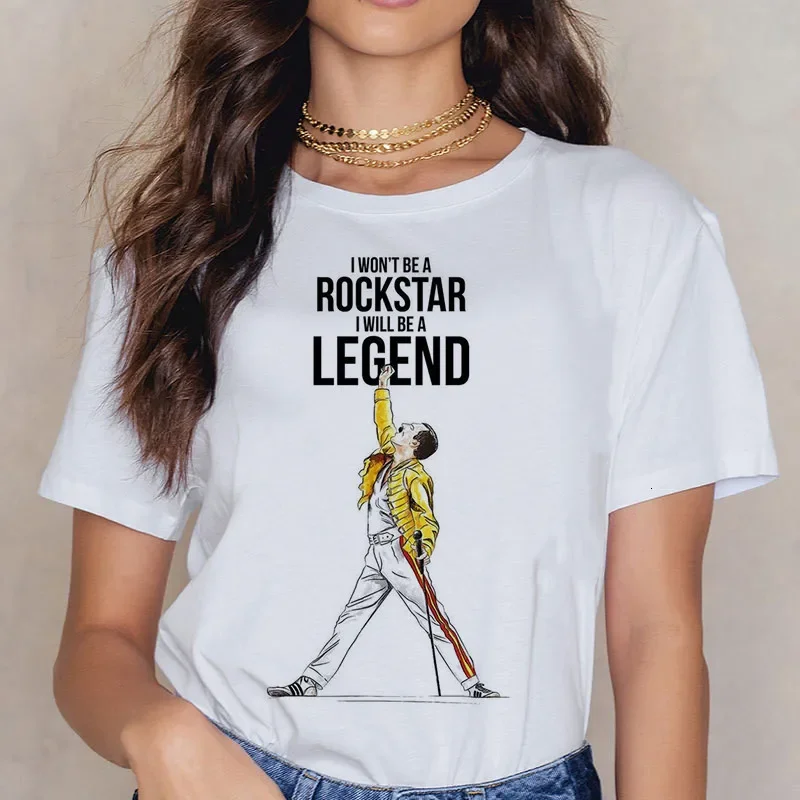 Freddie Mercury Queen Band T Shirt Women Harajuku Vintage Ullzang T-shirt Fashion Queen Tshirt 90s Graphic Rock Top Tees Female