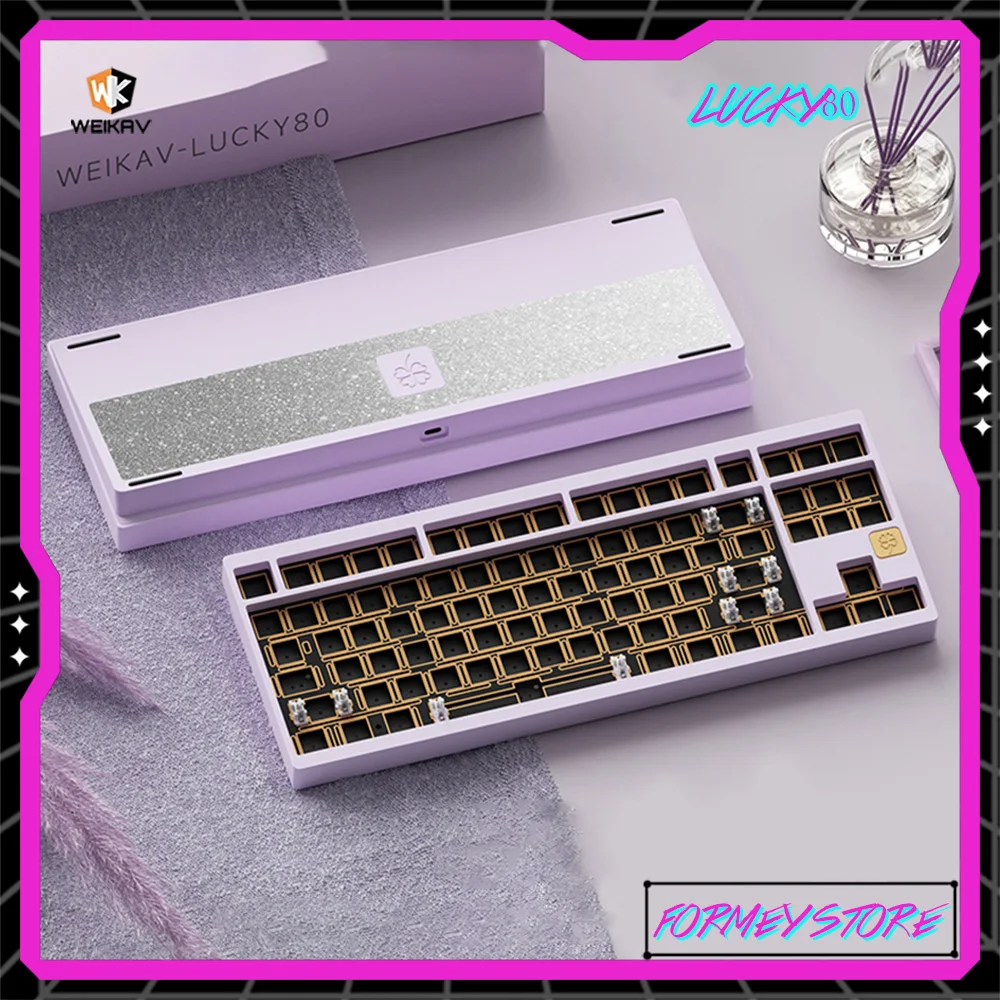 New Pre-sale Weikav Lucky80 Aluminum Alloy Three Mode Keyboard Kit Customized Support Mechanical Keyboards PC Gaming Accessories