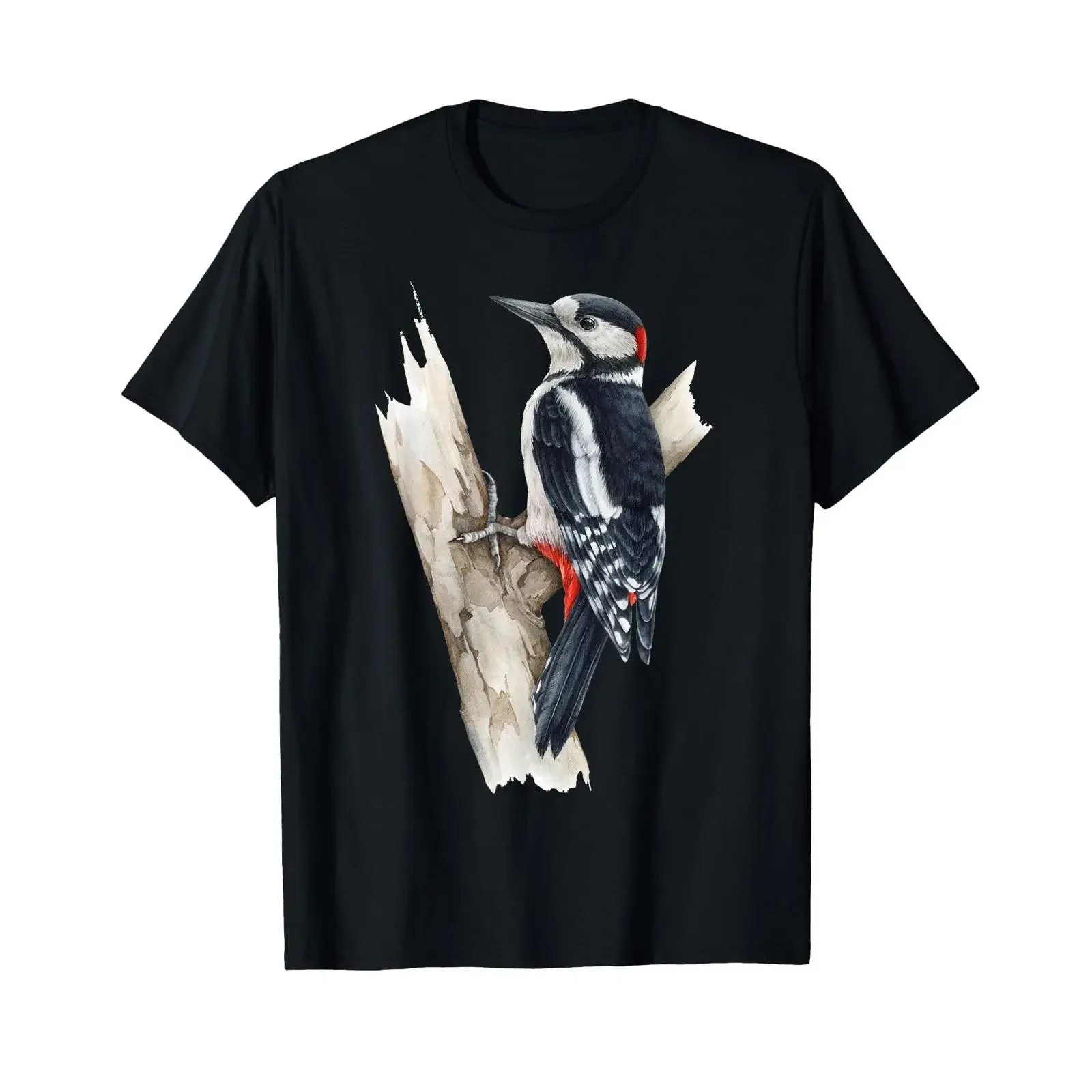 Great Spotted Woodpecker Bird Birder T Shirt black vintage Washed fashion Soft Breathable streetwear Versatile designer clothes