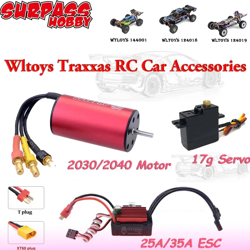 

Surpass Hobby 2030 2040 Brushless Motor 25A 35A ESC 17g Servo Combo Set for Wltoys 144001 124019 Traxxas 1/18 1/20 RC Car Truck