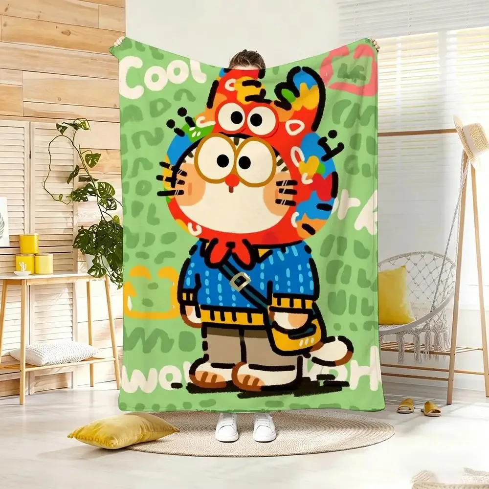 Painting Cat Shrimp Diary Throw Lightweight  Flannel Blanket Soft Skin-friendly for Summer Cooling