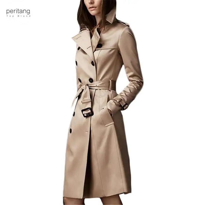 Casaco de trespassado longo Slim Fit Trench Coat feminino, Blusão feminino, cáqui, preto e vinho tinto, S-2XL, Novo, Outono, 2022