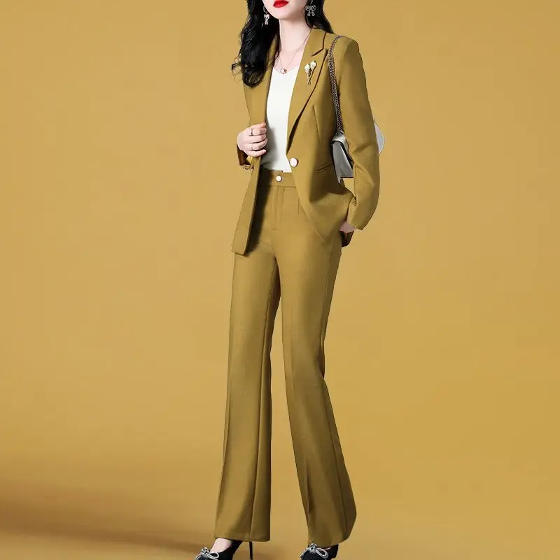 Green Set of Two Fashion Pieces for Women Luxury Pants Women\'s Matching Sets Trend 2 Piece Outfits 2024 Elegant Blazer Suit Pant