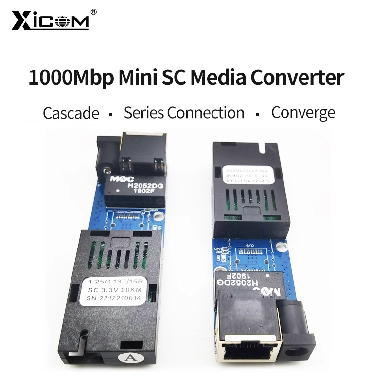 Imagem -02 - Mini Gigabit Óptica Media Converter Ethernet Fiber Switch Pcba Board Singlemode Simplex Rj45 100 1000m 10 Pares