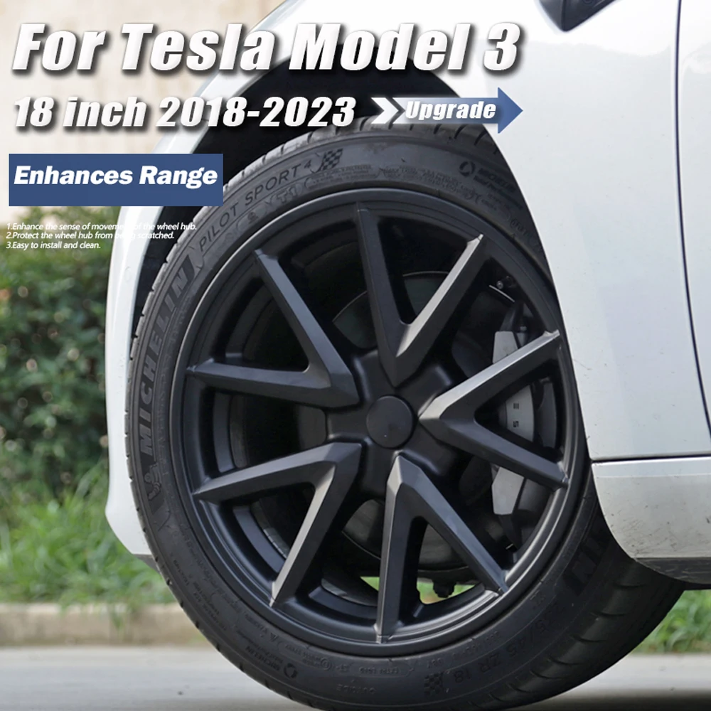 

4PCS Wheel Cover 18 Inch Performance Replacement For Tesla Model 3 2018-2023 Hub Cap Auto Tires Tools Hubcaps Car Accessories