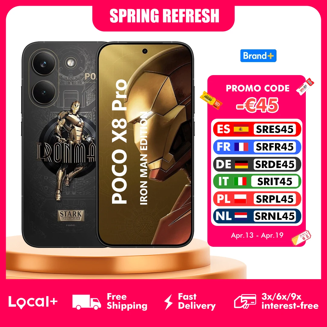 Smartphone POCO X8 Pro 5G édition Iron Man 12 Go 512 Go NFC, processeur Dimensity 8500-Ultra, batterie 6500 mAh, capteur Sony IMX882 50 MP