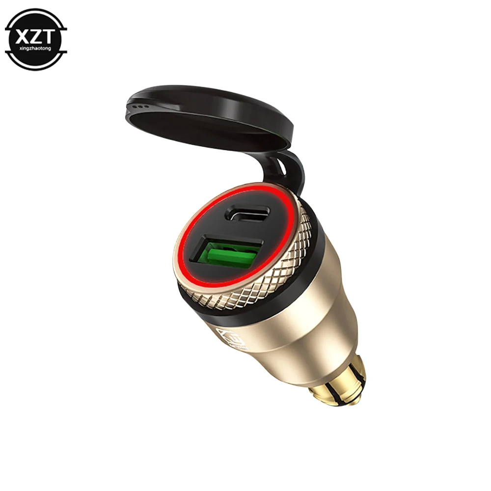 Alumínio usb carregador 30w pd tipo-c qc 3.0 adaptador de carregador rápido à prova dwaterproof água para hella din soquete/bmw ducati triumph motocicletas