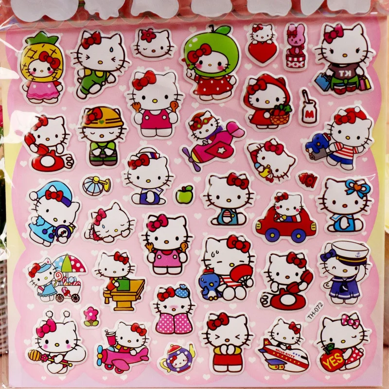Cute Kids Reward Sticker Pack Kawaii Hello Kitty 3D Bubble Puffy Decals, Portable Children Stationery Toy Supplies