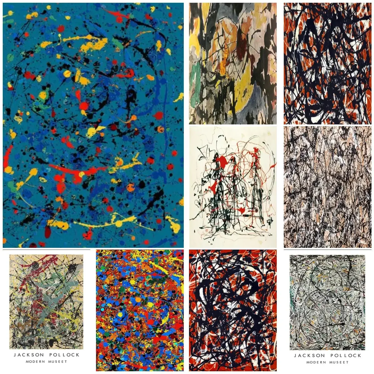 Jackson Pollock Abstract Free Line Mural Canvas Poster HD Pictures Printed on Canvas Ideal for Home Room Decor Wall Art