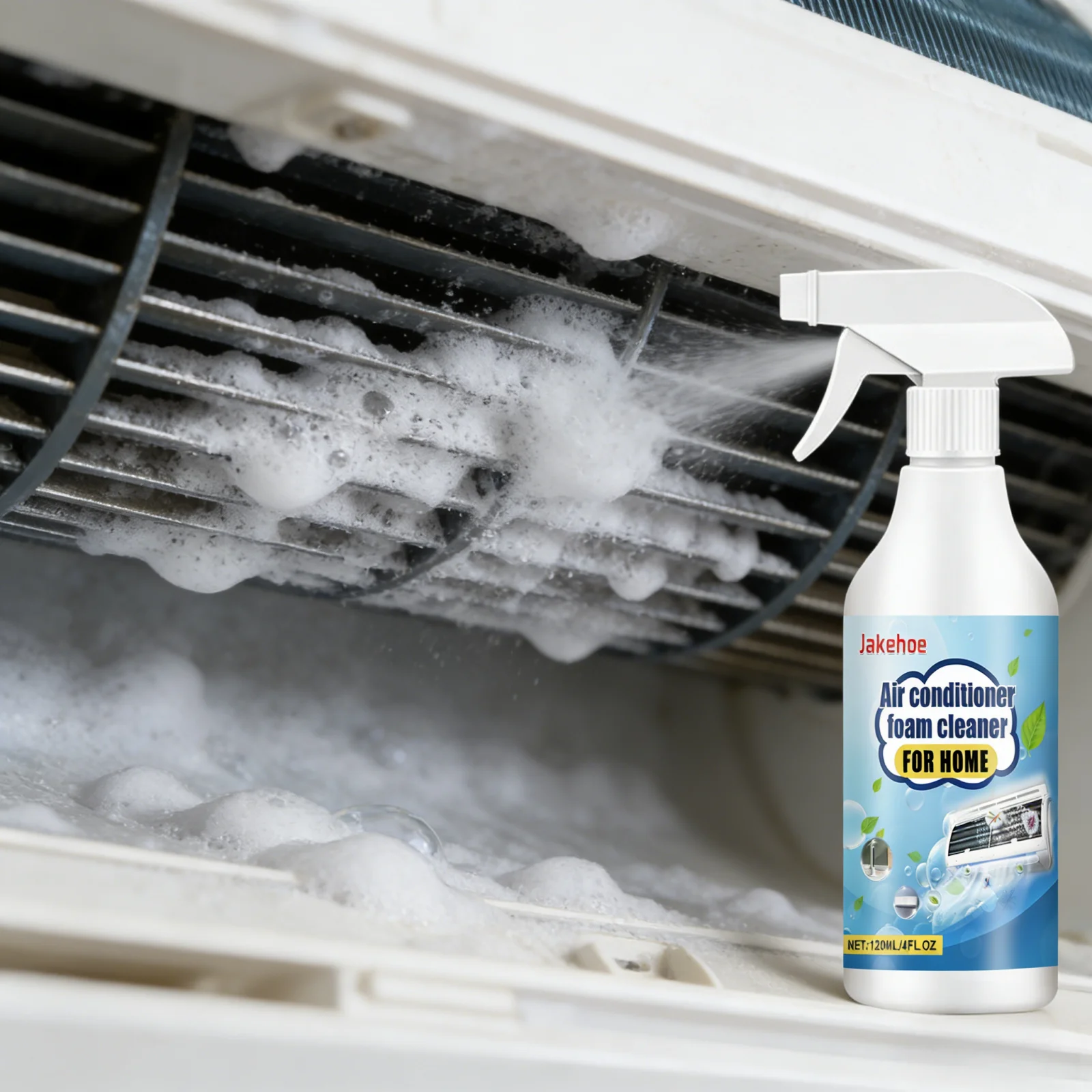 Jakehoe Air Conditioner Foam Cleaner for Exhaust Fan Floor Stand Wall Mounte Air Conditioner Household Coil Cleaner Spray 120ml