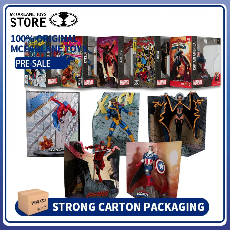 

100% Original Marvel Spider-Man/Cyclops/Daredevil/Storm/Captain America 1:10th Scale Posed Figures w/Scenes Model Action Doll