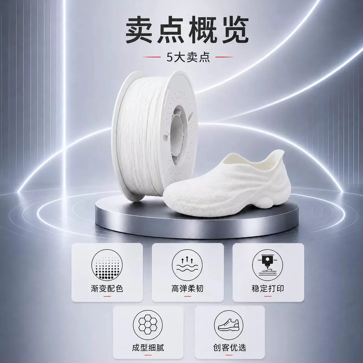 TPU-95A  3D Flexible 3D printer consumables for FDM technology