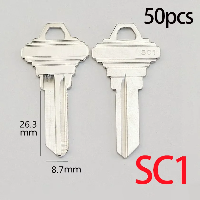 CEA Blank Keys SC1 Key Blanks Pack Of 50Pcs Blank Key House Office Brass Key Blank, Silver