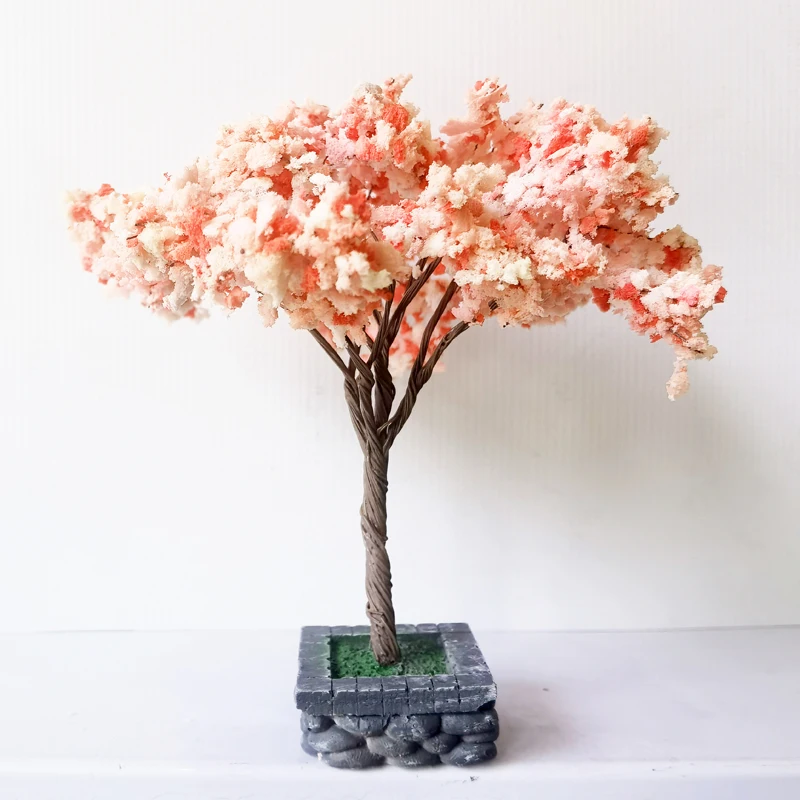 12cm Simulation Cherry Blossom Tree Model Scale Japanstyle Wire Tree with base Model Material Train Layout Doll house Decor