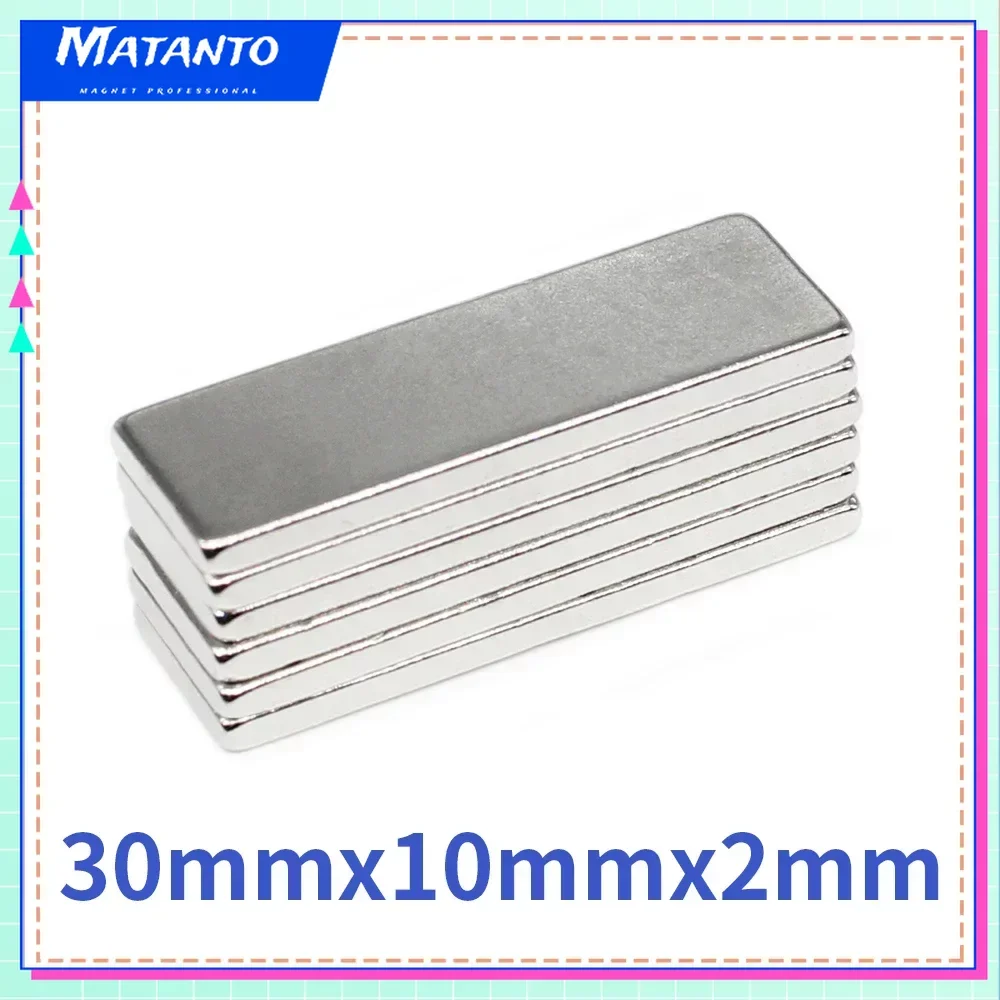 30x10x2mm N35 Super Strong Block Neodymium Magnets NdFeB Rare Earth Magnet 30mm x 10mm x 2 mm sheet magnet 30x10x2mm