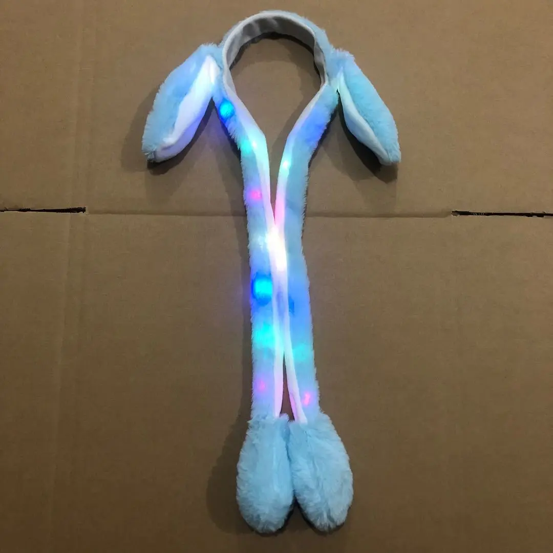 1pc LED Light Up Rabbit Headband with Moving Ears Luminous Kids Adult Christmas Gifts Bunny Long Plush Toy HairHoop Party Props