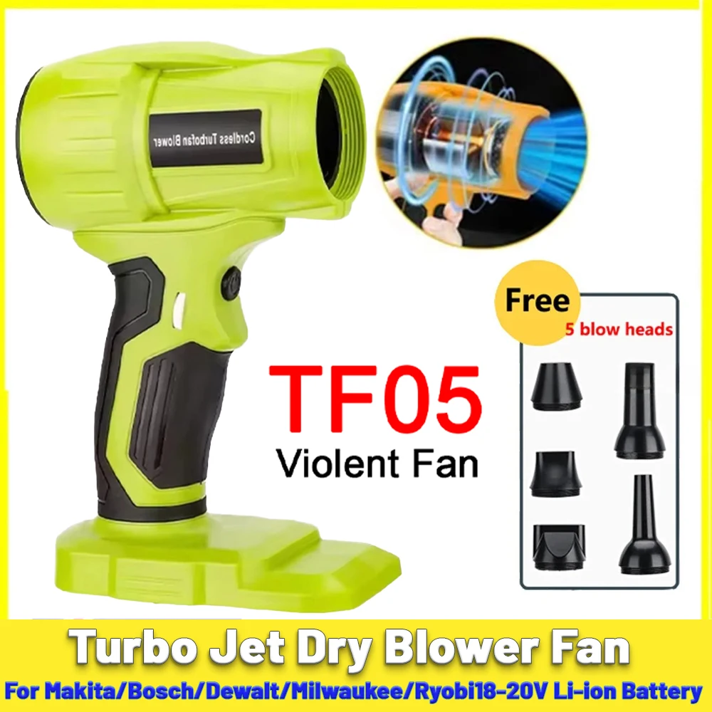

Portable Mini Jet Blower Turbo Fan Wireless Handheld with Violent Air for Makita\Dewalt\Milwaukee\Bosch\Ryobi 20V Li-ion Battery