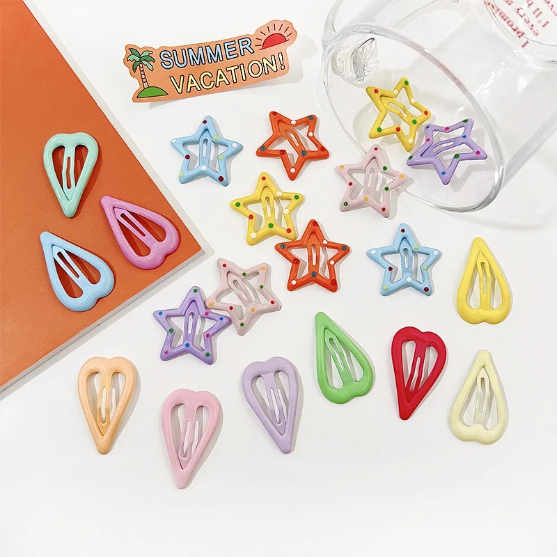 2/10 Pcs/Set Baby Girls Cute Colors Geometry Star Ornament Hair Clips Children Lovely Barrettes Hairpins Kids Hair Accessoroies