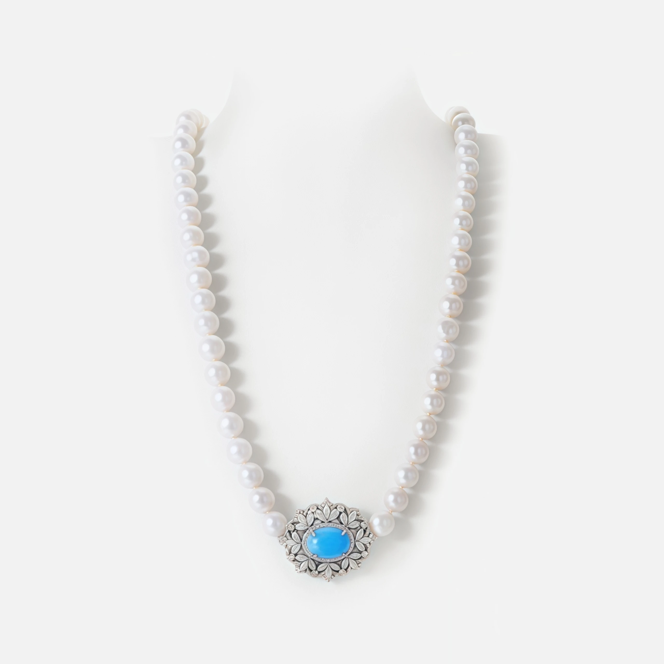 WINKIN WINSIN العلامة التجارية S925 اللؤلؤ قلادة عالية الجودة مطلي بالذهب عالية الكربون الماس الأزرق الفيروز قلادة