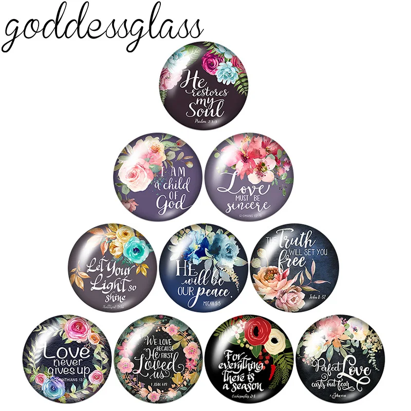 Beauty Flower Letters Love God Soul Peace 10pcs 12mm/18mm/20mm/25mm Round photo glass cabochon demo flat back Making findings