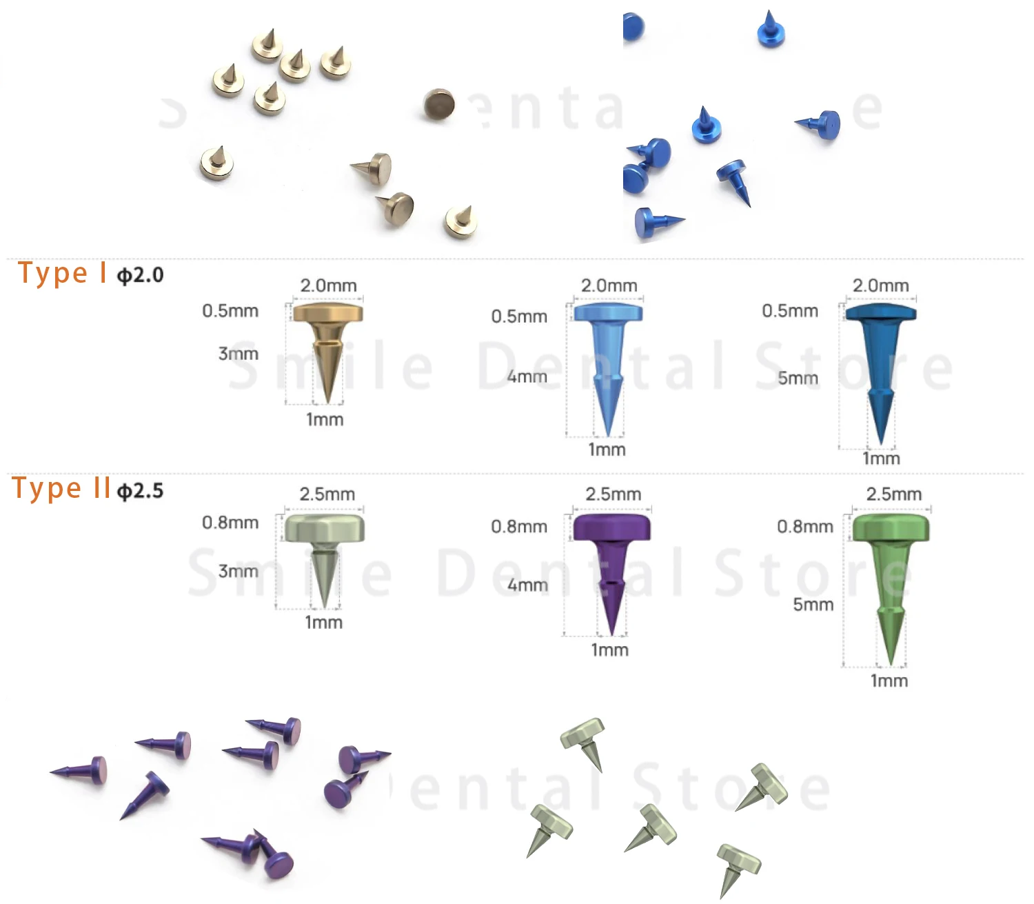 Single GBR Titanium Membrane Fixation Screw Non-Absorbable Locating Nail for Dental Bone Graft Membrane Implant Accessories