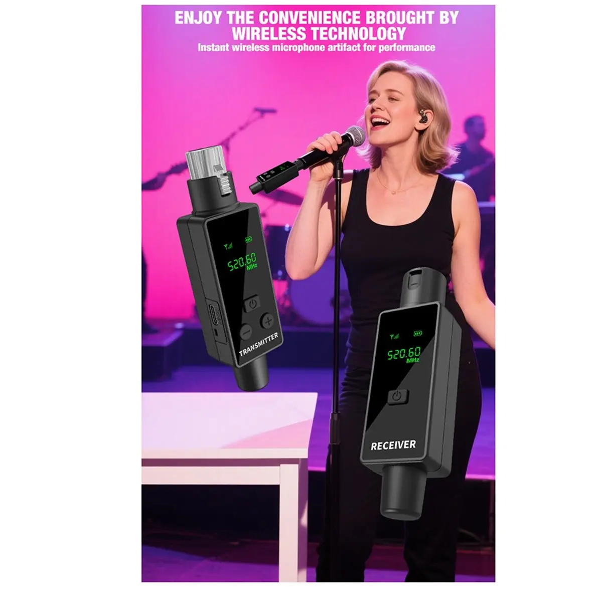 

Беспроводная система передачи и приема микрофонного сигнала A23G 2.4G XLR для динамических микрофонов, гитар, аудиомикшеров (2TX 1RX)