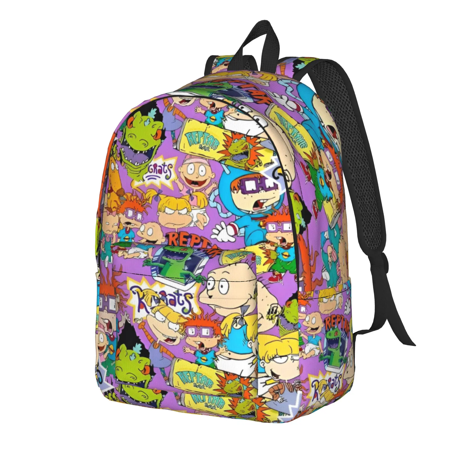 Cartoon R-Rugrat Backpack American Anime Elegant Backpacks Male University Print High School Bags Designer Rucksack