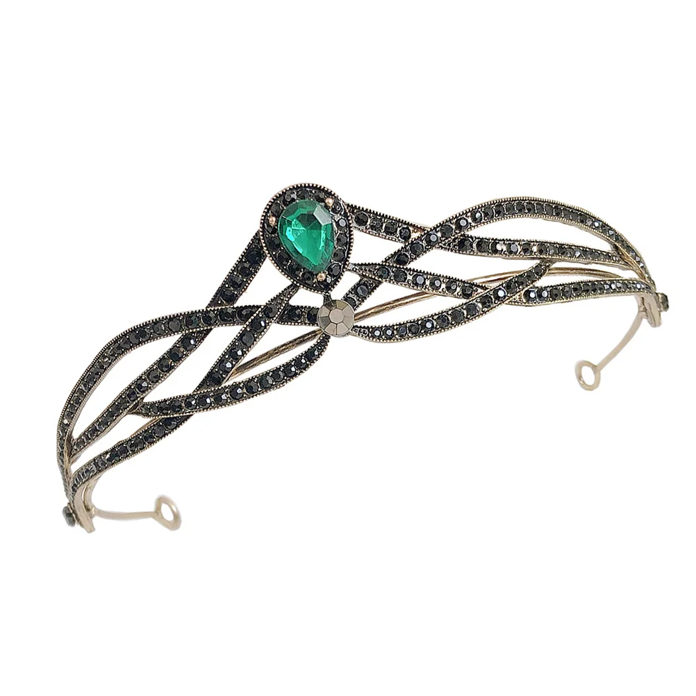 قطعة واحدة من أغطية الرأس على شكل تاج غطاء رأس أنيق لحفلات الزفاف للنساء من حجر الراين على شكل تاج إكسسوار