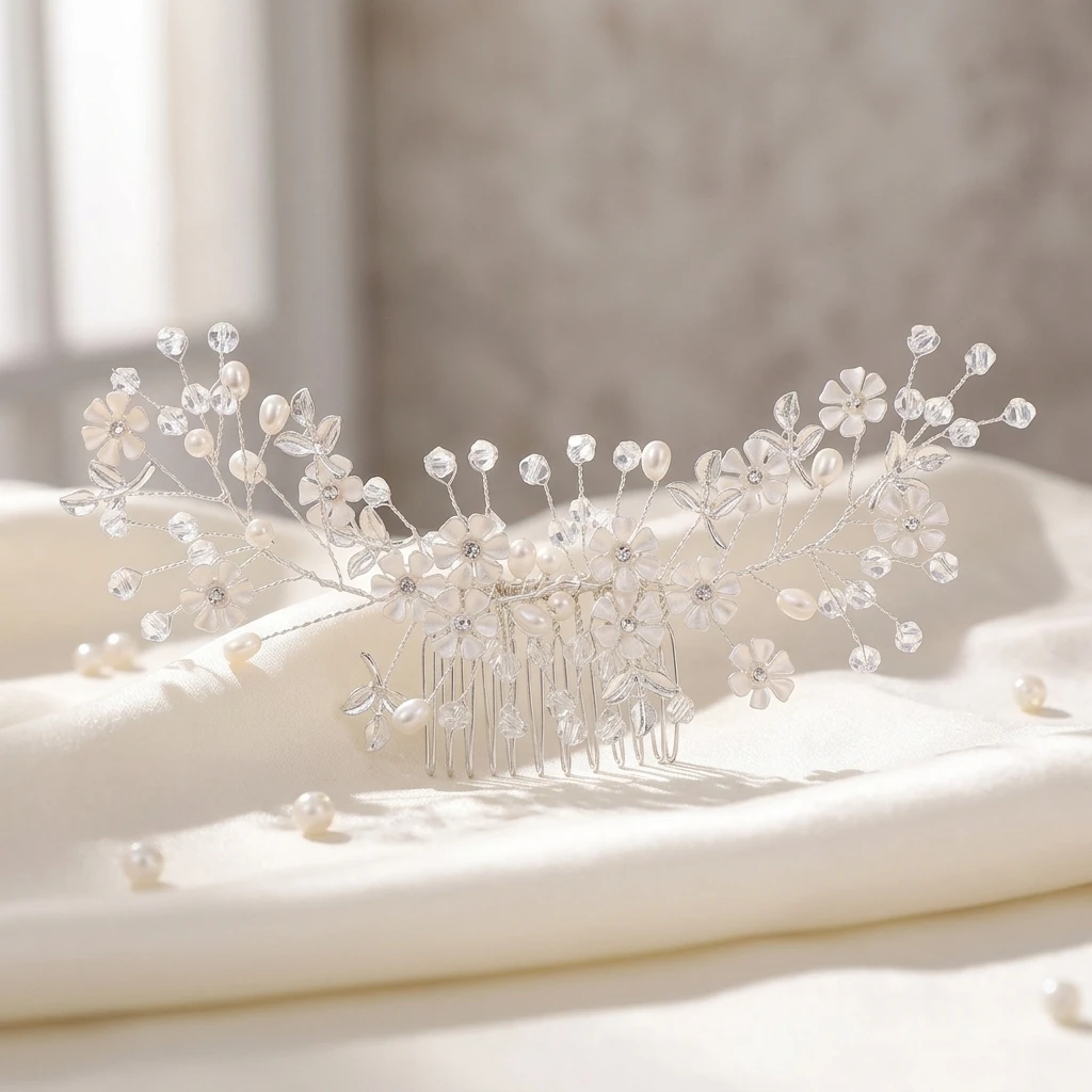 Elegant Hair Comb Anti Static Metal Teeth for Bridal Wedding Party Gift Women's Luxury Crystal Pearl Hair Accessory Durable