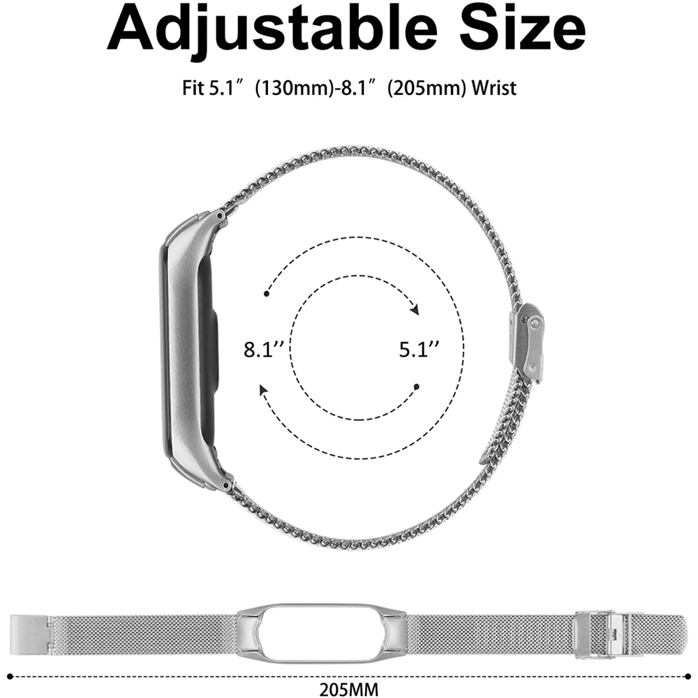 สายนาฬิกาสแตนเลสสตีลสำหรับสายนาฬิกา Xiaomi Mi Band 8 7 6 5 4 3สำหรับ Mi band 3 4 5 6