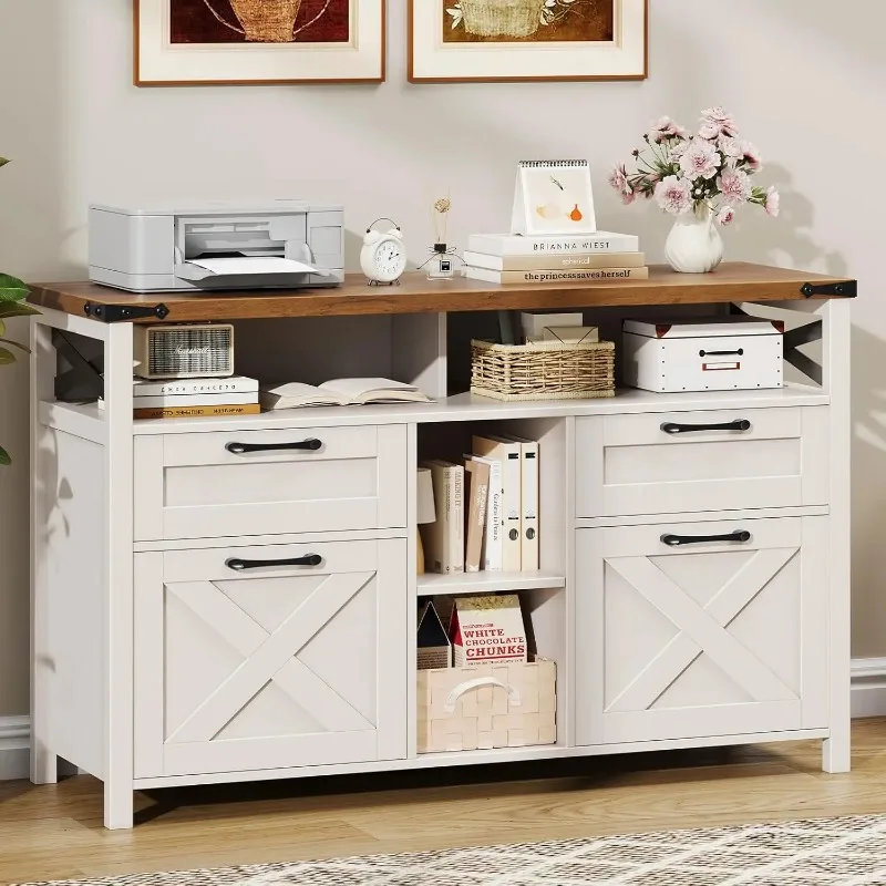 4 Drawer Lateral Filing Cabinet Adjustable Open Storage Shelf Metal Office Document Storage Cabinet Furniture