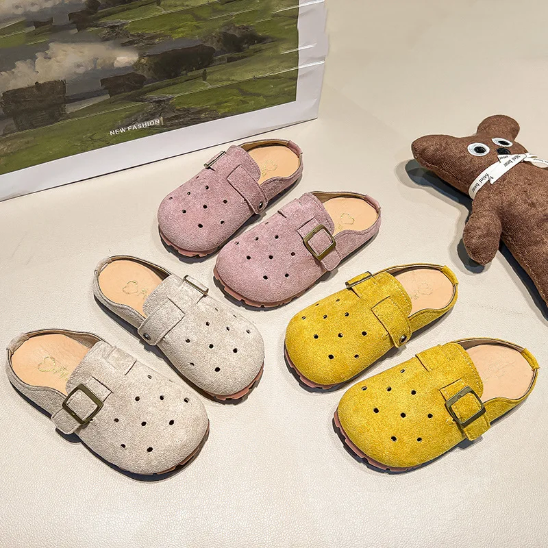 

Kid Slippers 2025Summer New Retro Girl Shoe Brand Girl Slipper Lazy Outdoor SlippersAllmatch Women Sandals Fashion Girl Sandals