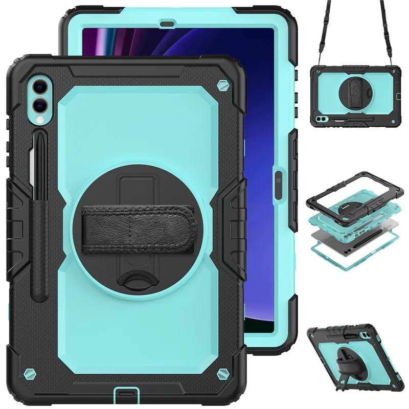 Shockproof Kids Stand Cover for S9 Plus 12.4 11 inch Case 2023 SM-X710 X716B X810 X816B Handle Shoulder Strap Cases+PET Screen