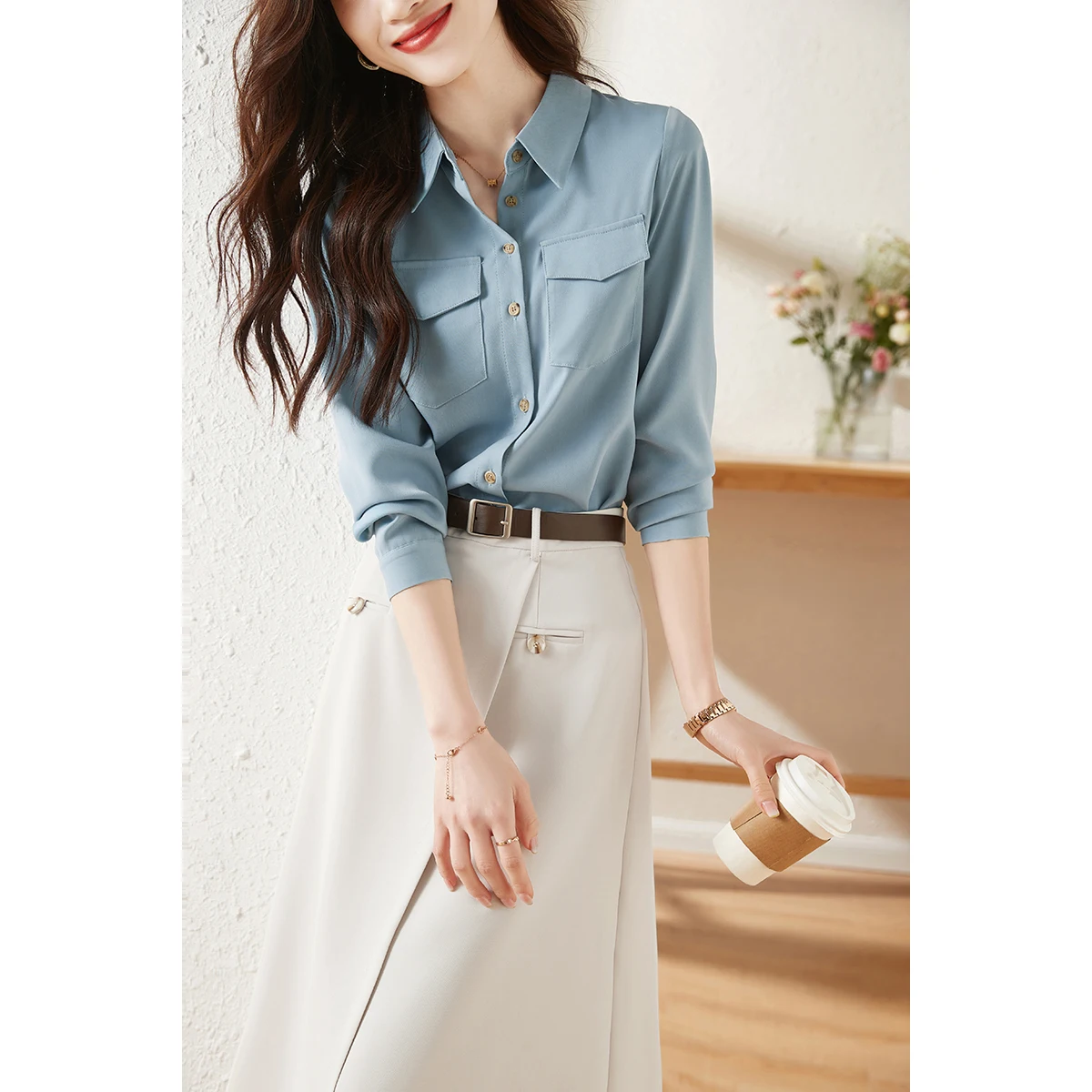 

Faionable Commute Set Simple Design Women's Clothing Spring Autumn New Sle Midi Skirt irt Set Ci Commuting Polyester ...