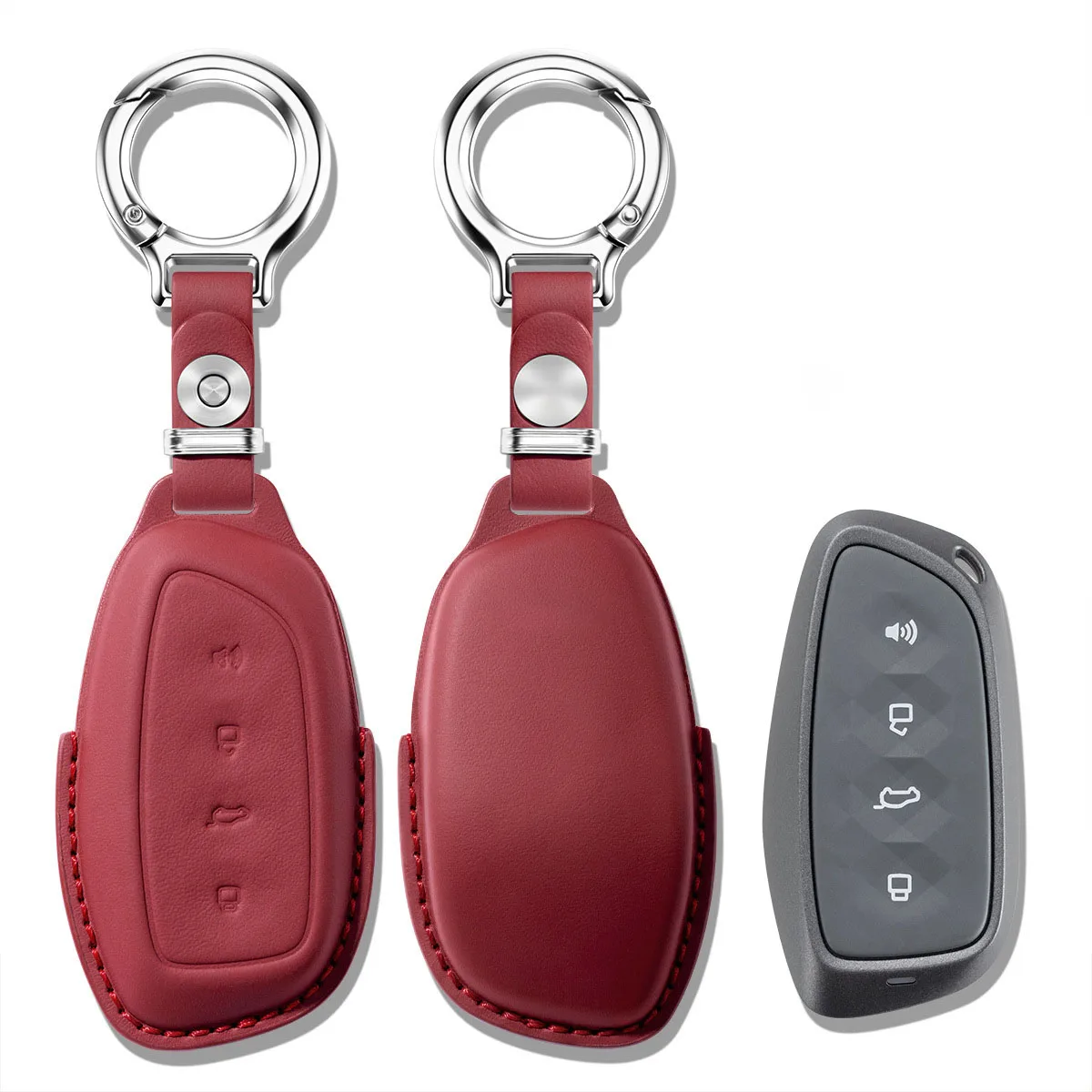 Top Layer Leather Car Key Case Remote Cover Protector Shell Keychain For HAVAL DARGO Hover H7 2025 2026 Holder Fob Accessories