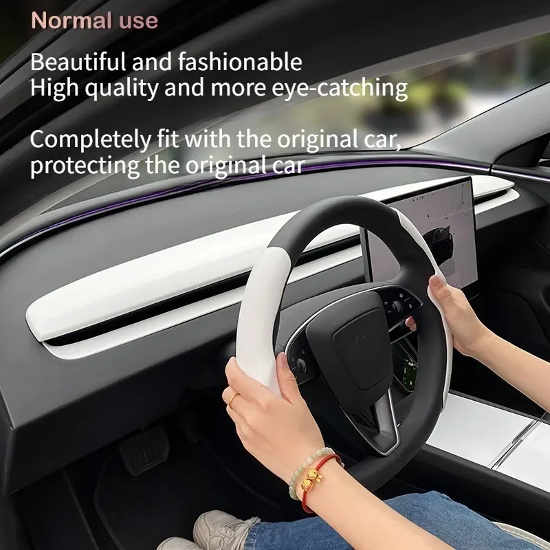 Für Tesla Modell 3Y 2021-2024 Auto Dashboard Abdeckung Carbon Fiber ABS Tür Dash Trim Panel Innen Zubehör aufkleber Auto Gadgets – Detail 4