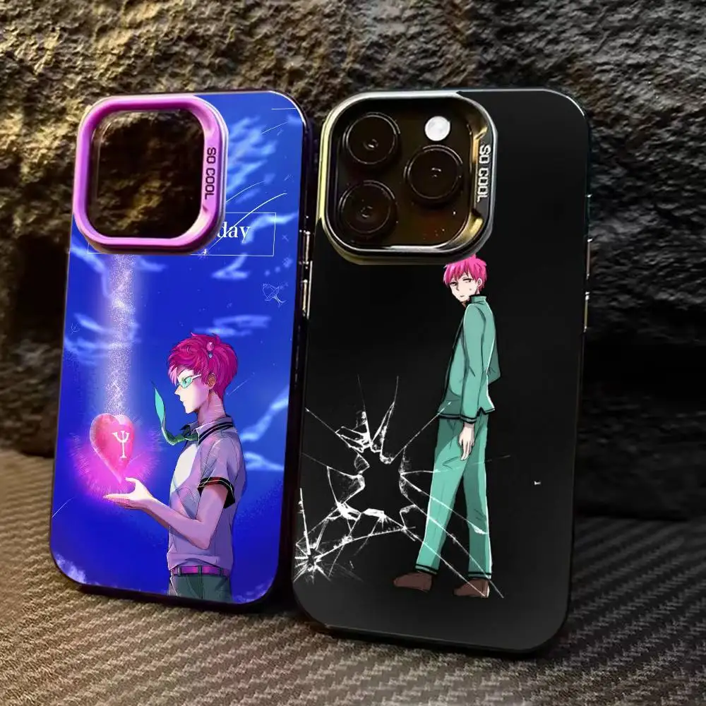 

S-Saiki K Anime Phone Case For iPhone 17 16 15 14 13 12 11 Pro Max Plus Silver Matte Black Cover