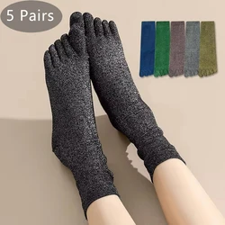 5 Pairs Women's Toe Socks Gold And Silver Silk Material Shiny High Elastic Fashions Leg Pile Short 5 Finger Socks 4 Seasons