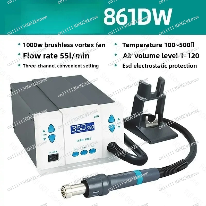 Lead-Free Hot Air Welding Station, Microcomputer Temperature Rework Station + 3 Nozzles, 861DW, 1000W