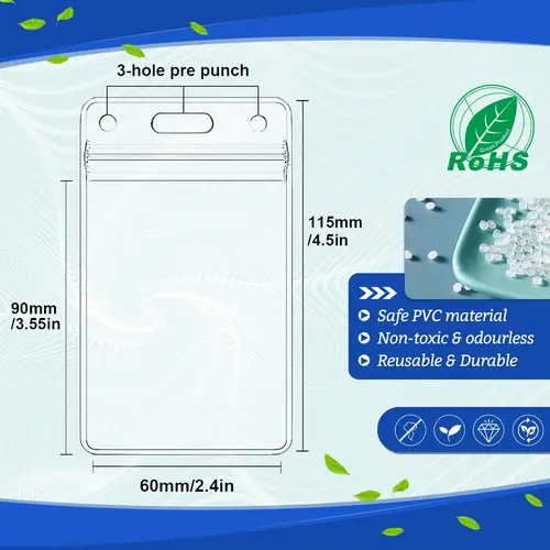 Imagen 2 del producto 100 Uds. Portatarjetas de identificación verticales de plástico transparente