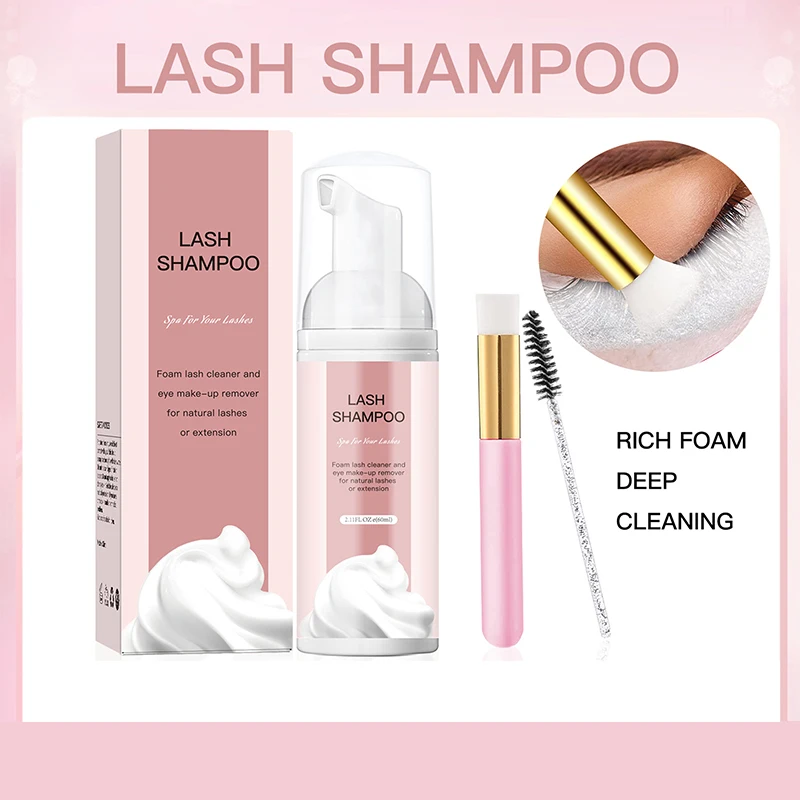 30/50/60Ml Wimper Extension Shampoo Mousse Valse Wimpers Lijm Accessoires Lash Cleaning Foam Geen Stimulatie makeup Tools