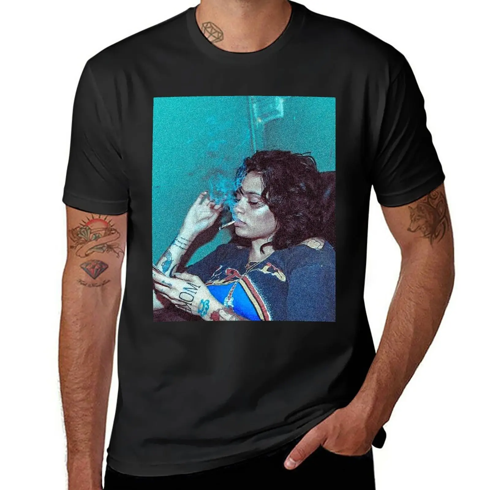 New Kehlani Smoking T-Shirt T-shirt short customized t shirts Aesthetic clothing Tee shirt mens clothing