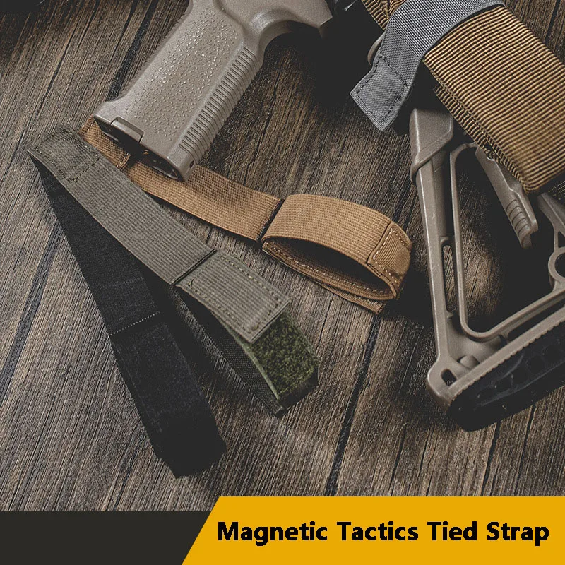 Tactical Magnetic Adsorption Straps Wire Storage And Finishing Elastic Functional Rope Matt Nylon Fabric Tactical Accessories