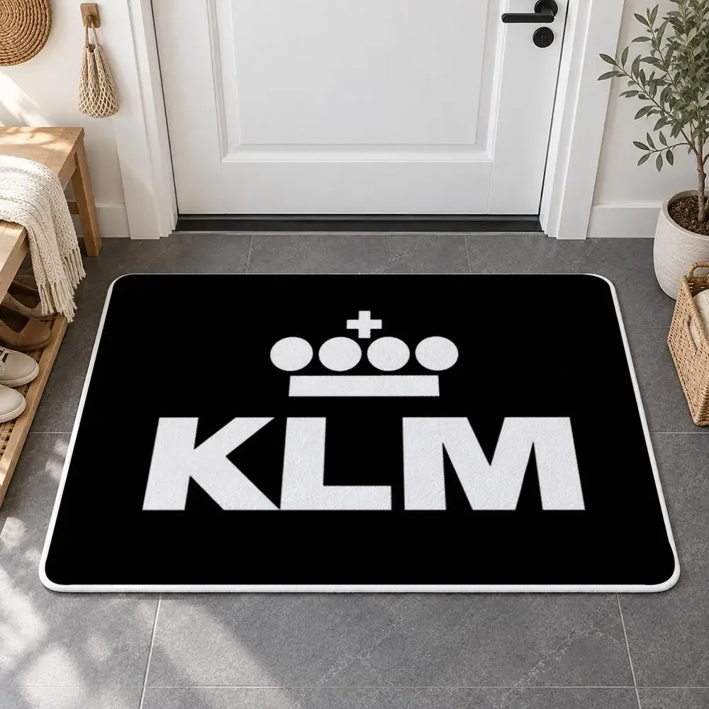 Netherlands K-Klm R-Royal Dutch Airlines Floor Mat Flannel Rug Soft Non Slip Door Mat for Bedroom Living Room Home Decor