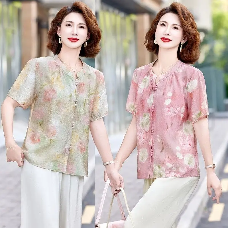 Chinese Style Women's Fashionable Shirt for Middle-aged and Elderly
