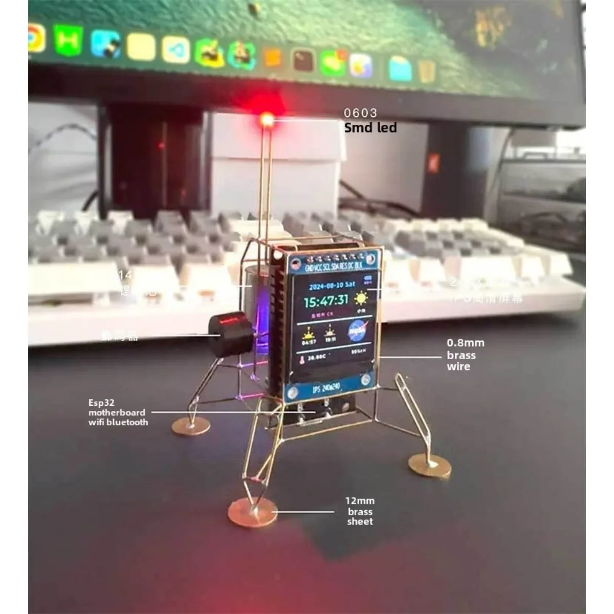 DIY WIFI Zegar na biurko Ozdoba BornLander Ręcznie robiony Lander Mars