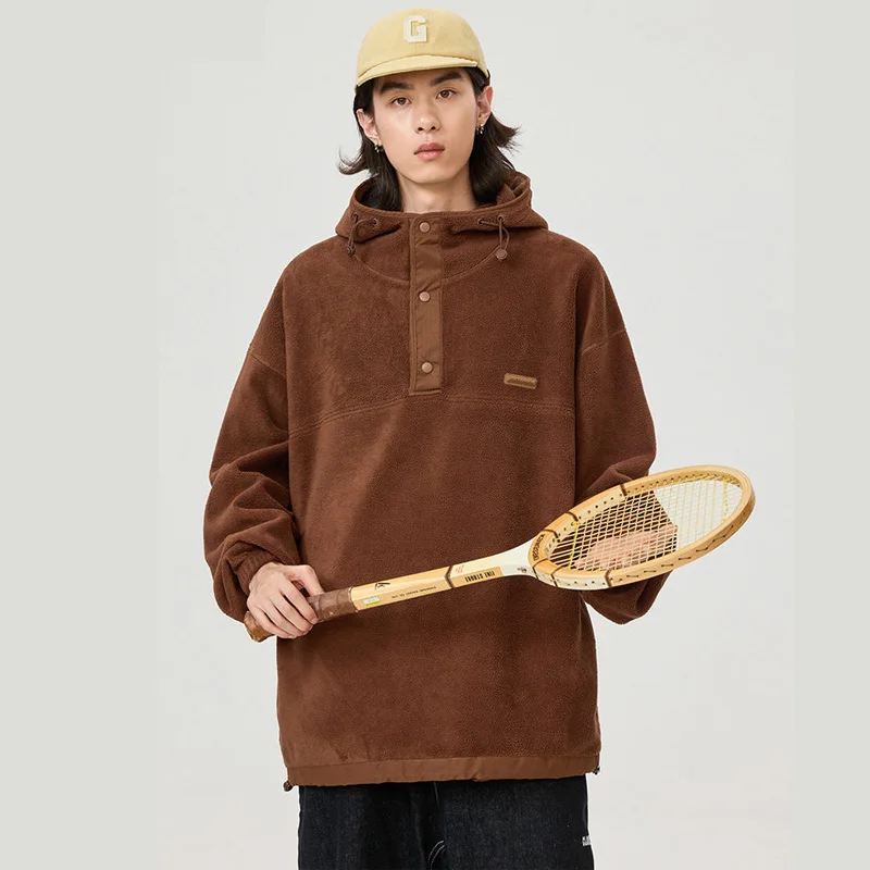 Men Women Streetwear Fashion Loose Casual Outdoor Velvet Pullover Hooded Sweatshirt Cityboy Hoodie Couple Hoody Coat