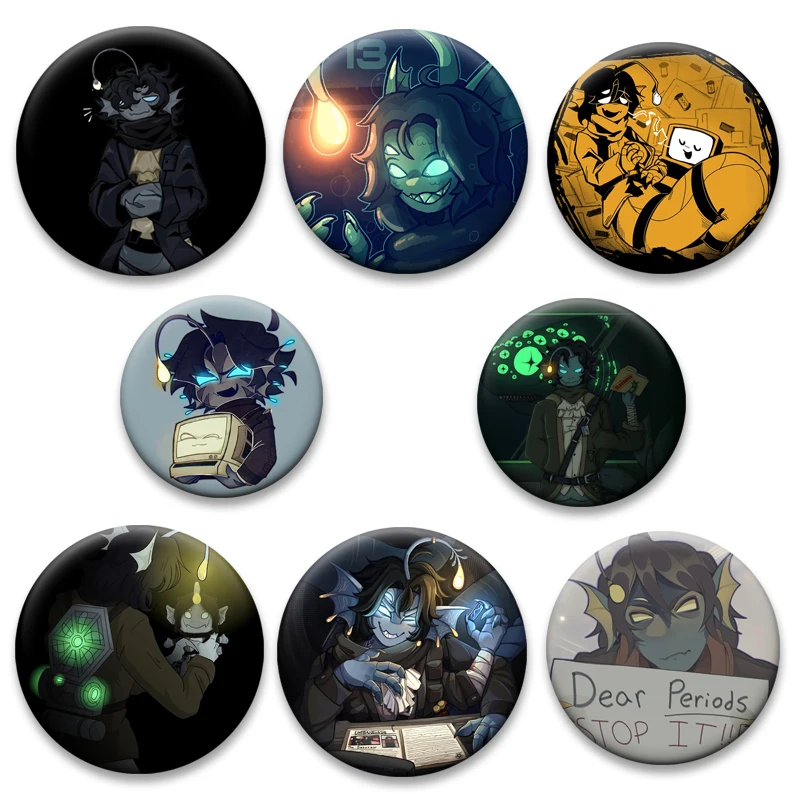 Alfileres de botón Sebastian Solace, insignia de dibujos animados divertida y bonita, broches creativos redondos de 32/44/50/58mm para mochila, accesorios, regalo de joyería