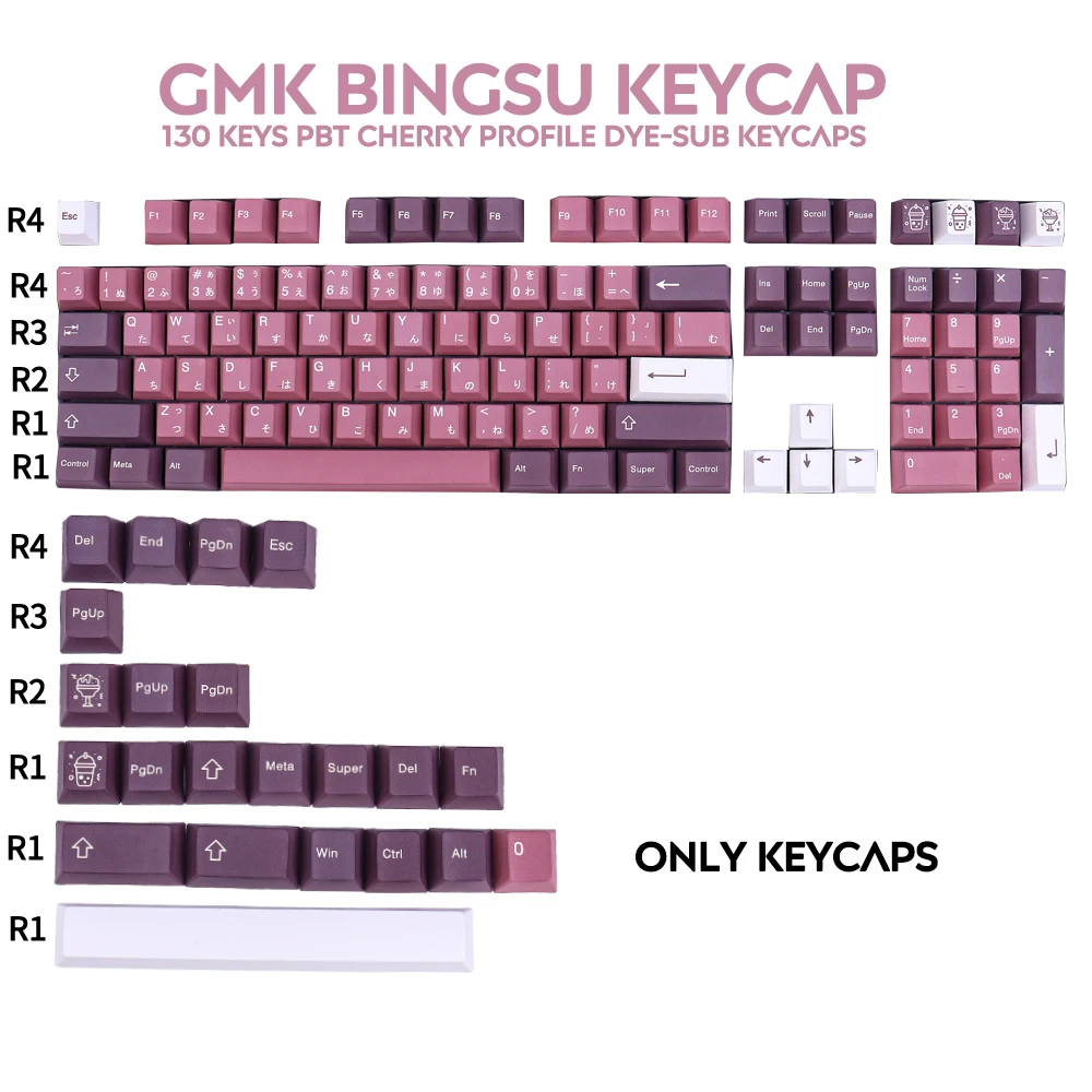 Gmk bingsu keycaps 130 keycaps Cherry profile-DYE ส่วนบุคคล gmk keycaps สำหรับ Mechanical keycaps