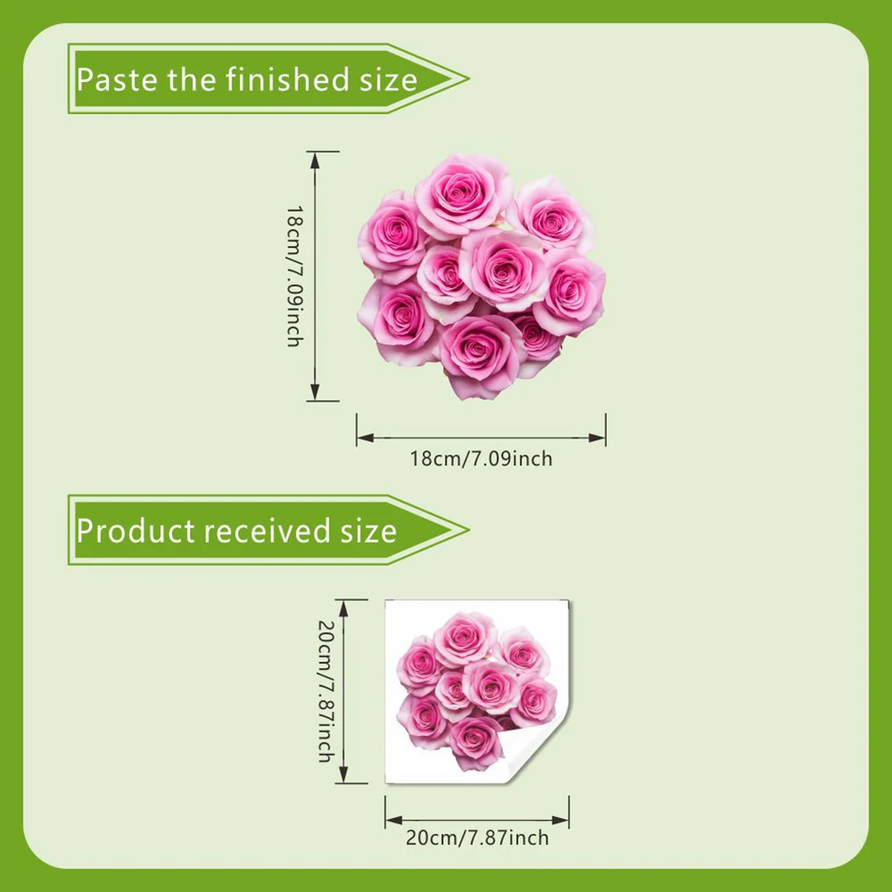 Pink Rose Glow in the Dark Sticker for Bathroom Interior Decor on Smooth Non Porous Surfaces Including Ceramic and Tile